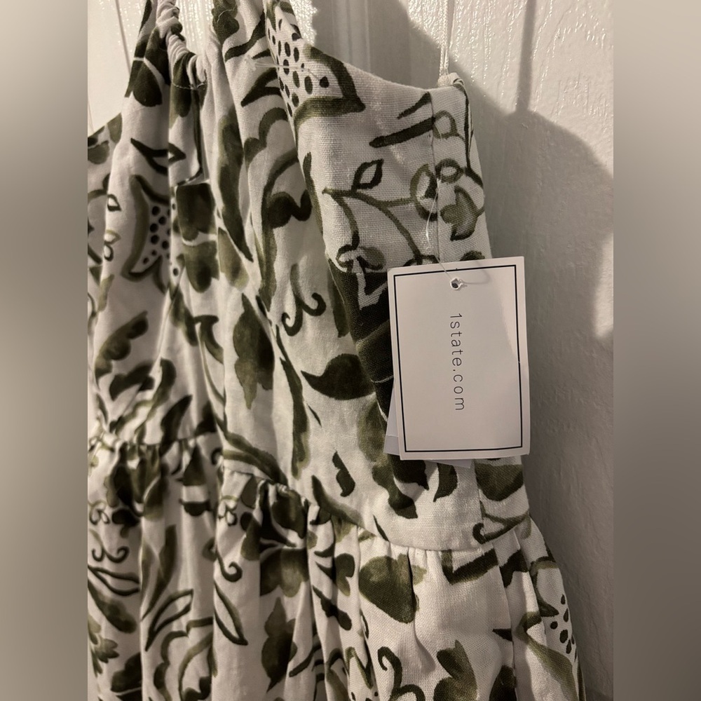 NWT 1State Green Leaf Print Maxi Dress - Picture 4 of 8